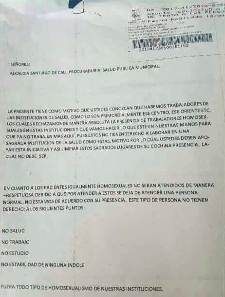 Comunicado contra personas LGBT en instituciones de salud de Cali, Comunicado contra personas LGBT en instituciones de salud de Cali, El Poblado en Historias